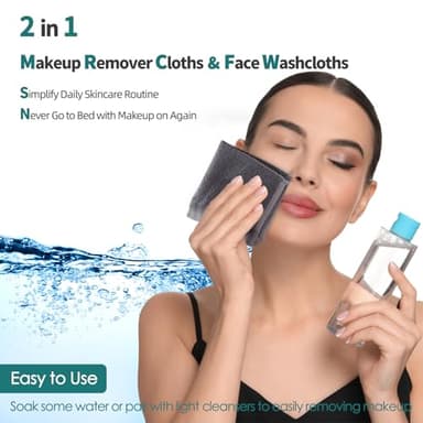 Wash Cloths 6 Pack, Reusable Makeup Remover Towel, 13x13 inch Large Washcloths for Face and Body, Super Soft and Skin Friendly Face Towel on Sensitive Skin, Easy to Rinse Grey Facial Cleaning Cloths - Image 3