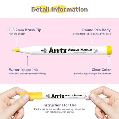 Arrtx 30 Colors Acrylic Paint Pens for Rock Painting, Art Supplies, Fabric Paint, Waterproof Paint DIY - Image 3