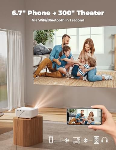 Projector with WiFi and Bluetooth [for Netflix & 600+ Native Apps & 800 ANSI] Outdoor-Projector: Electric Focus & 4P Keystone, Lisowod L02 1080P Portable-Mini-Movie-Projector with Whale TV - Image 4