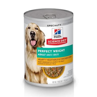 Hill's Science Diet Perfect Weight, Adult 1-6, Weight Management Support, Wet Dog Food, Chicken & Vegetables Stew, 12.5 oz Can, Case of 12 - Image 1