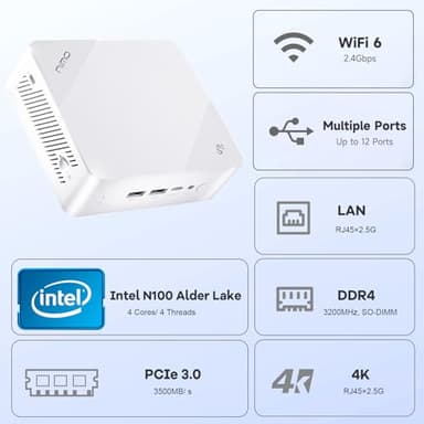 NIMO Mini PC Desktop, 12th Gen N100(Beat i3 1115G4) Mini Desktop Computers with USB3.2 BT5.2 WiFi 6, 8GB RAM 1TB SSD 4K Triple-Monitor Display Micro Computer for Student Home Office - Image 2
