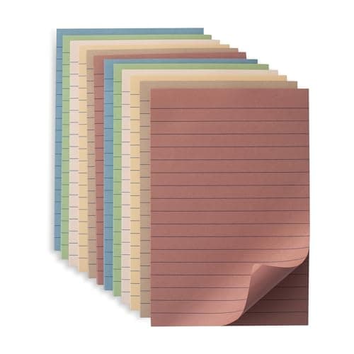 (12 Pack) Lined Sticky Notes 4x6 in Ruled Stickies Super Sticking Power Memo Pads Vintage Colors - Image 1