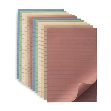 (12 Pack) Lined Sticky Notes 4x6 in Ruled Stickies Super Sticking Power Memo Pads Vintage Colors - Image 1