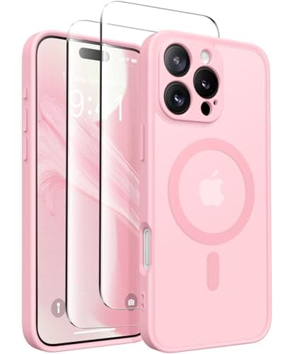 CAPRARO Magnetic Compatible with iPhone 16 Pro Max Case, Upgraded [Full Camera Protection] [Compatible with MagSafe] Protective Translucent Matte Women Phone Case Cover, Peach Pink - Image 1