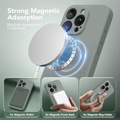 SuydanBox Magnetic for iPhone 16 Pro Max Case, Compatible with MagSafe, [Full Camera Protection][Screen Protector] Silicone Shockproof Protective Phone Case for iPhone 16 Pro Max 6.9", Calke Green - Image 2