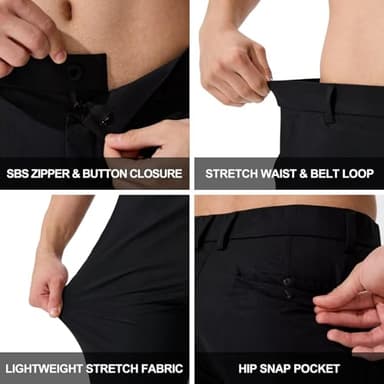 QPNGRP Men's Golf Pants 30"/32"/34" Inseam Lightweight Stretch Work Dress Pants Black 33Wx30L - Image 5