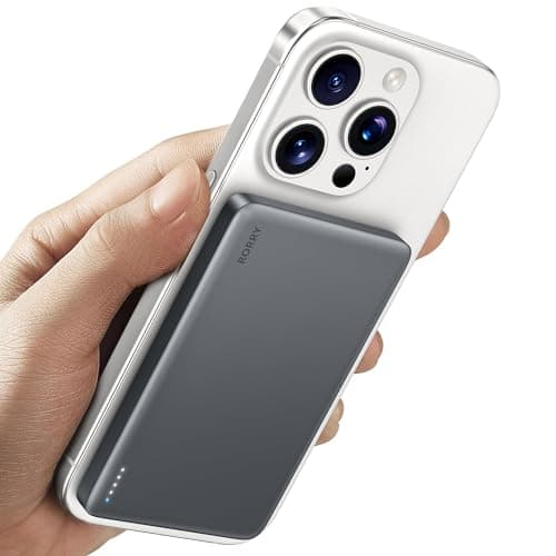 RORRY for Magsafe Portable Charger, [0.3" Ultra Slim] Magnetic Power Bank,[Alloy-Made] 5000mAh Wireless Portable Charger, USB C Battery Pack 18W Fast Charging for iPhone Samsung (Grey) - Image 1