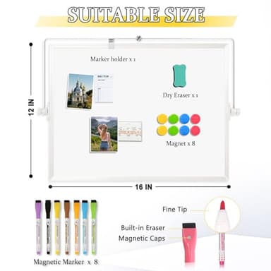 AMUSIGHT Dry Erase Magnetic White Board, 16" x 12" Double-Sided Desktop Whiteboard with Stand, Portable Small Whiteboard Set for Drawing, Office, Home, School - Image 3