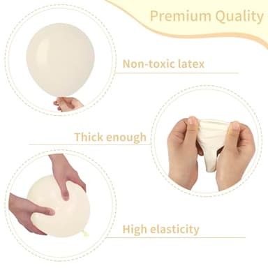 RUBFAC White Sand Balloons Different Sizes 105pcs 5/10/12/18 Inch Sand White Cream Beige Balloon Garland Arch Kit for Wedding Baby Shower Birthday Party Supplies Decorations - Image 3