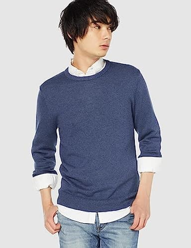 Amazon Essentials Men's Long-Sleeve Crewneck Sweater, 100% Cotton, Big & Tall Options Available, Blue Heather, X-Large - Image 4