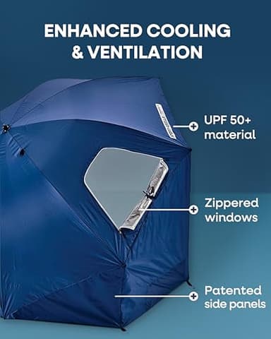 Sport-Brella Premiere XL 9-Foot Umbrella - Heavy-duty 1.25" Center Pole & Twist Handle Auger - UPF 50+ Sun Protection - Privacy Side Panels, Zippered Windows & 2 Interior Pockets - Carry Bag Included - Image 5