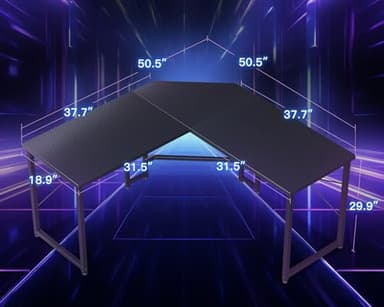 Casaottima L Shaped Gaming Desk, Corner Desk Gaming Table for Home Office, Computer Desk Sturdy Writing Workstation for Small Space, Easy to Assemble, 51 inch, Carbon Fiber Surface, Black - Image 3