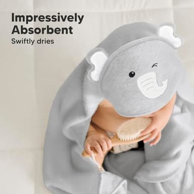 KeaBabies Hooded Baby Towel for Newborn - Viscose Derived from Bamboo Large Baby Bath Towels with Hood for Boys, Girls, Toddler, Extra Absorbent & Soft Newborn Bath Essentials (Elephant) - Image 5