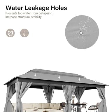 LAUSAINT HOME Outdoor Patio Gazebo 10'x20' with Expansion Bolts, Heavy Duty Party Tent & Shelter with Double Roofs, Mosquito Nettings and Privacy Screens for Backyard, Garden, Lawn, Smoke Grey - Image 5