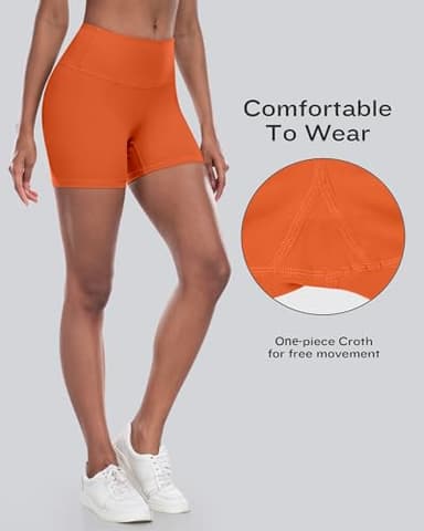 CHRLEISURE High Waisted Spandex Biker Shorts, Workout Booty Soft Yoga Shorts for Women (5" BlackOrangeCPinkBlue, S) - Image 2