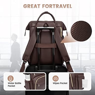 LOVEVOOK Leather Laptop Backpack for Women 15.6 inch,Travel Backpack Purse Nurse Teacher Backpack Computer Laptop Bag,Professional College Business Work Bags Carry On Backpack with USB Port,Coffee - Image 5