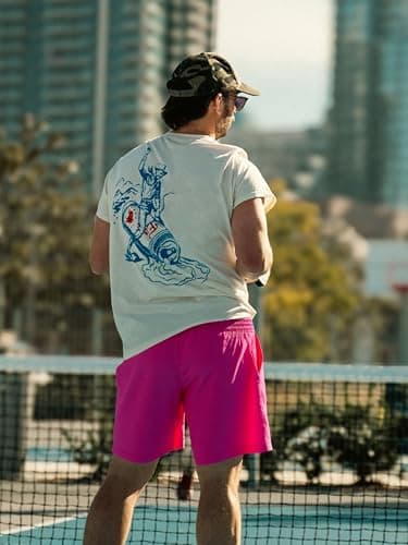 SURF CUZ Mens Swim Trunks with Compression Liner Mens Swimming Trunks 5 Inch Bathing Suit with Zipper Pockets Quick Dry Swim Shorts Pure Bright Pink Large - Image 3