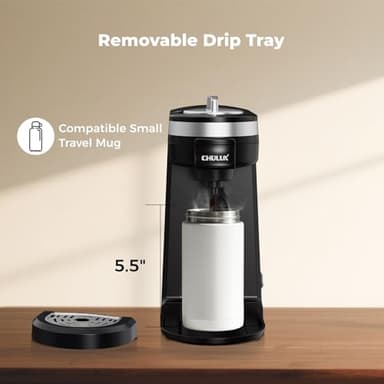 CHULUX Single Serve Coffee Maker for K Capsule and Ground Coffee, Single Cup Coffee Machine, Black - Image 8