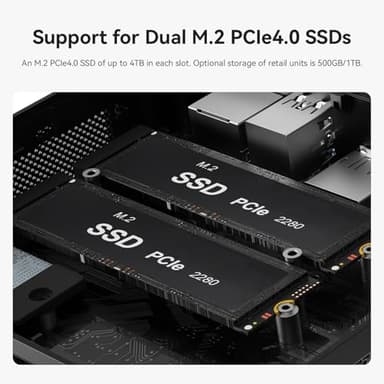 Beelink SER5 MAX Mini PC, AMD Ryzen 7 6800H(8C/16T, up to 4.7GHz), 32G LPDDR5 RAM 1TB M.2 2280 PCIe 4.0 SSD, Mini Computer Support 4K Triple Screen Display/WiFi6/BT5.2/1000M LAN/USB3.2/Win11 Pro - Image 5