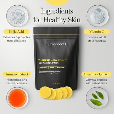 Turmeric Kojic Acid Cleansing Pads - Turmeric Face Scrub Pads with Vitamin C (30 pads), Kojic Acid and Turmeric Cleansing Pads for Exfoliation - Made With Vitamin B5 - Image 4