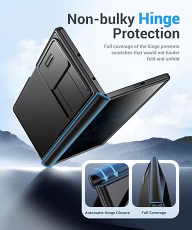 BERFY for Z Fold 7 Case with Privacy Screen Protector, [Anti Spy] Hidden Kickstand & Slide Camera Cover & Hinge Protective, Full Body Shockproof Slim Hard Phone Case for Samsung Galaxy Z Fold 7, Black - Image 7