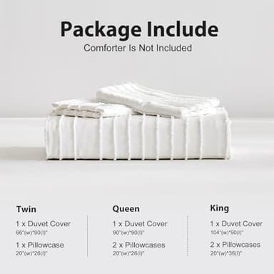 WARMDERN White Boho Duvet Cover Set, Striped Textured Tufted Bedding, Twin Size Washed Microfiber Duvet with Zipper Closure & Corner Ties - Image 6