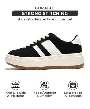 Project Cloud Platform Sneakers for Women - Lightweight Memory Foam Insole Womens Sneakers - Non-Slip Fashion Sneakers for Women Footwear - Women's Fashion Platform Shoes (Nita, Black, 7.5) - Image 3