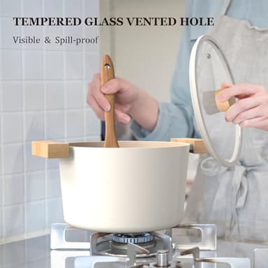 imarku Pots and Pans Set Non Stick, 10 Pcs Granite Cookware Set, Removable Handle Pots and Pans, PFOA Free, Oven Safe Pan, Cream, Birthday Gifts for Women Men - Image 5