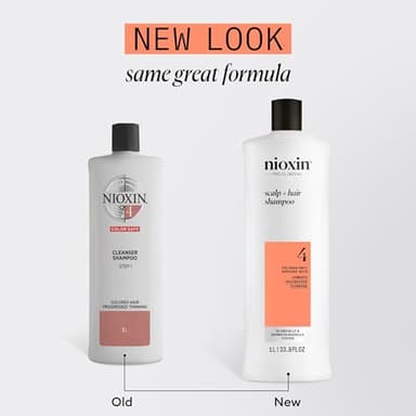 Nioxin System 4 Scalp + Hair Shampoo | For Colored or Damaged Hair with Progressed Thinning| With Niacinamide and Biotin | 33.8 Fl oz. - Image 2