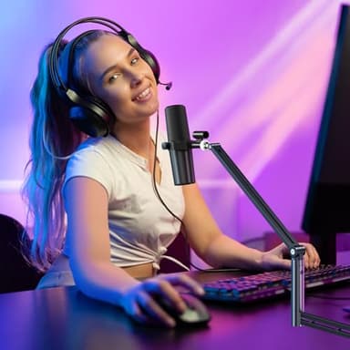 CreaDream Mic Boom Arm, Low Profile Microphone Arm Stand Desk Mount with Screw Adapter, Phone Holder, Detachable Rise Column, Cable Management, for Live Streaming, Gaming, Podcasting, Radio - Image 7