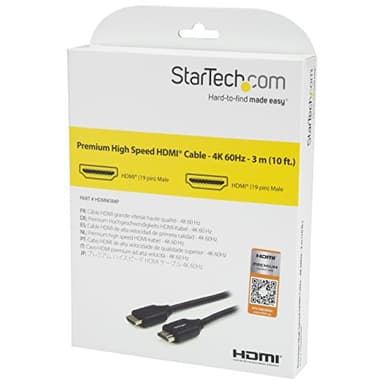 StarTech.com 10ft (3m) HDMI 2.0 Cable, 4K 60Hz High Speed HDMI Cable w/Ethernet, HDR10, UHD HDMI Cord, M/M Gripping - Image 5