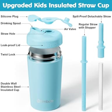 Fimibuke Kids & Toddler Cups, 10 OZ Spill Proof Straw Cups for Toddlers, 4 Pack Leak-Proof Kid Insulated Tumbler with Screw-On Lid & Silicone Straw with Stopper, Stainless Steel Sippy Cup for Girl Boy - Image 2