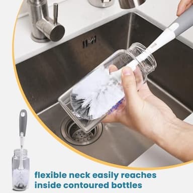 Bottle Brush Replacement Head for OXO Bottle Brush Tot Only, 2 Pack Bottle Brush Refills, Dual Bristle Design for Baby Bottles, Water Bottles, Glasswares - Image 5