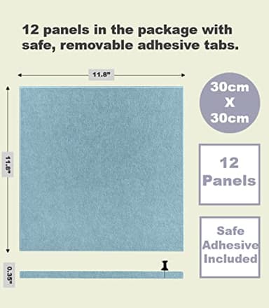 Large Cork Board Alternative - 12-Pack Felt Wall Tiles with Safe Removable Adhesive Tabs, Cork Wall Tiles Bulletin Board Home Office Essentials - Baby Blue - Image 3