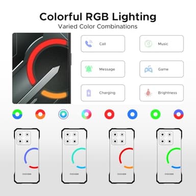 DOODEE Blade GT Pro 5G Rugged Phone with LED Light Effect,32GB+512GB/2TB Rugged Smartphone,6.72” FHD+120Hz, 5800 mAh Android Phone,100MP+32MP AI Camera/Face& Finger ID/NFC,Sliver - Image 2