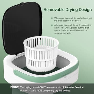 Portable Washing Machine, 12L Upgraded Mini Washing Machine With Spin Basket, Foldable Washer Cleaning for Underwear, Baby Clothes Socks and Small Items, Small Washer for Apartments, Dorm,RV (Green) - Image 7