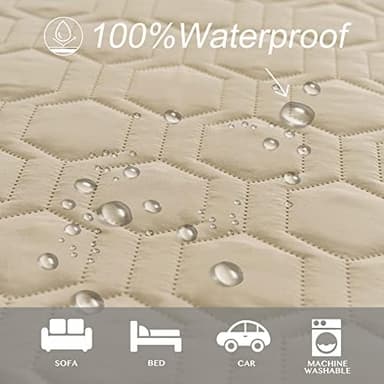 Waterproof and Non-Slip Dog Bed Cover and Pet Blanket Sofa Pet Bed Mat ，car Incontinence Mattress Protectors Furniture Couch Cover for Most Cats Dogs, Pets（40x50-Beige） - Image 3