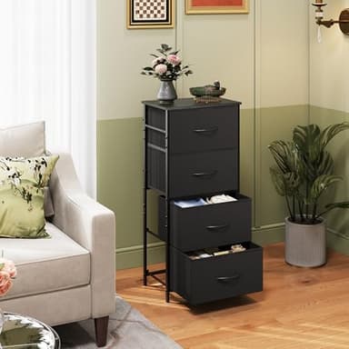 WLIVE Dresser with 4 Drawers, Fabric Storage Tower, Organizer Unit for Bedroom, Hallway, Entryway, Closets, Sturdy Steel Frame, Wood Top, Easy Pull Handle, Charcoal Black - Image 2