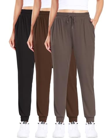 ZENEX 3 Pack Womens Joggers Women's Sweatpants with Pockets, for Running Yoga Workout Lounge(601-1XL/2XL-B/Co/Bro) - Image 1