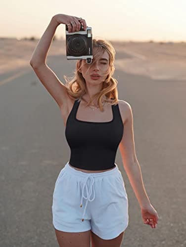 OQQ Women's 3 Piece Tank Tops Ribbed Seamless Workout Exercise Shirts 2025 Summer Basic Camis Black Darkgrey Beige - Image 2