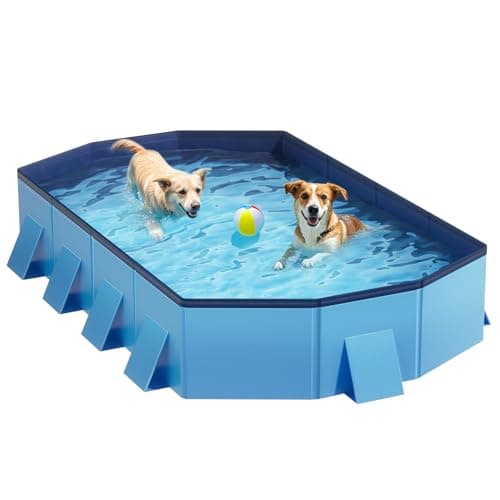Raxurt Foldable Dog Pool for Unique Octagonal Structure, 82'' Durable Dog Pool with Reinforced Support Boards for Outside Backyard - Image 1