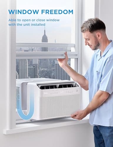 Midea 8,000 BTU U Shaped Smart Inverter Window Air Conditioner - Cools 350 Sq Ft, Ultra Quiet with Open Window Flexibility - Alexa/Google Assistant Compatible - 37% Energy Savings, Remote (Updated) - Image 3