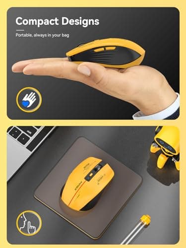 RAPIQUE Bluetooth Wireless Mouse - (BT1/BT2+USB Receiver) Tri-Device Compatibility for PC, Laptop, Computer, MacBook, Tablet (Black and Yellow) - Image 5