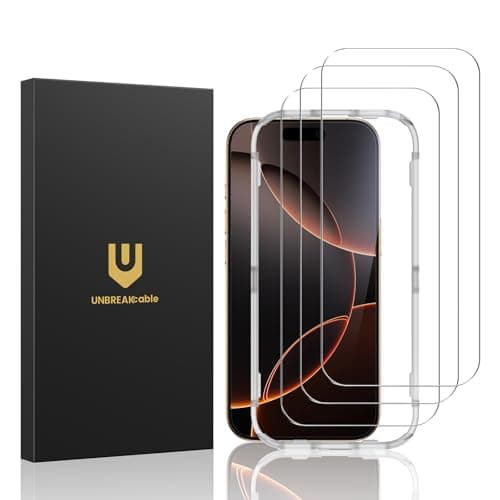 UNBREAKcable 3-Pack Screen Protector for iPhone 16 Pro, Double Shatterproof Tempered Glass [Easy Installation Frame] [9H Hardness] [99.99% HD Clear] [Case Friendly] for iPhone 6.3 inch - Image 1