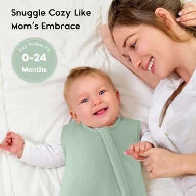 Yoofoss Rayon Made from Bamboo Baby Sleep Sack 0-6 Months 1.0 Tog Baby Wearable Blanket, Super Soft Infant Toddler Sleeping Sack 2-Way Zipper - Image 7