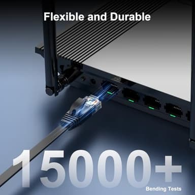 Cat 6 Ethernet Cable 100 ft, Indoor&Outdoor, High Speed 10Gbps Internet Network, Pure Copper Flat Ethernet Patch Cable Long, Computer LAN Cable with Clips & Straps for Router, Modem, PS4/5, Black - Image 6