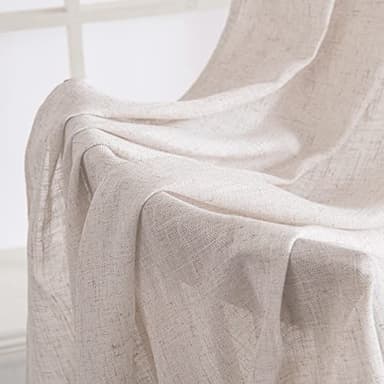 MIULEE White Short Linen Curtains 45 Inch Length 2 Panels for Kitchen Bedroom Bathroom, Soft Thick Linen Textured Natural Basement Window Drapes Semi Sheer Light Filtering Back Tab Rod Pocket - Image 6