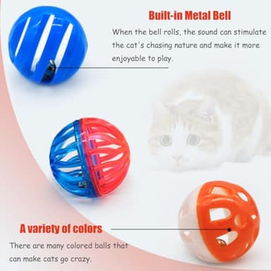 Cat Jingle Balls Toys, 24 Pcs Bell Balls Cat Toys, Lightweight, Interactive, Assorted Colors Ball Toy for Kitten Training and Play - Image 2