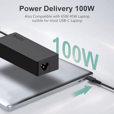 BULL-TECH Universal 100W USB C Laptop Charger Replacement for MacBook Lenovo dell hp Asus Acer Razer Blade Stealth Samsung Chrombook Charger Fast Charging Type C AC Adapter Power Cord Supply - Image 3