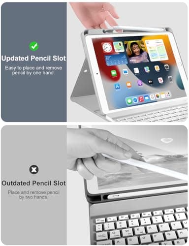 Hamile for iPad 9th Generation Case with Keyboard 10.2 Inch - Backlit Wireless Detachable Folio Keyboard Cover with Pencil Holder for iPad 8th Gen/7th Gen/iPad Pro 10.5"/iPad Air 3rd Gen (Gray) - Image 7
